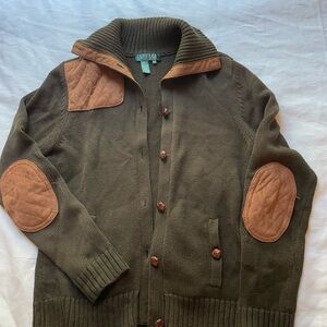 Ralph Lauren Olive Sweater with Tan Accents